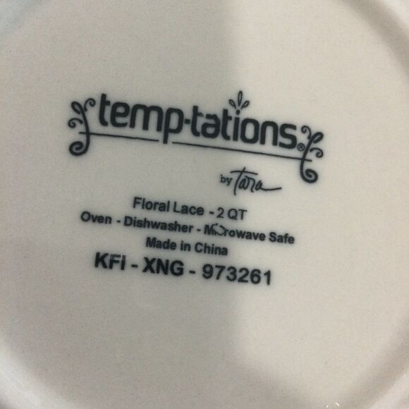 Tem-tations by Tara Floral Lace 2qt Ceramic Pot KFI-XNG-973261 with Lid. - Picture 8 of 8